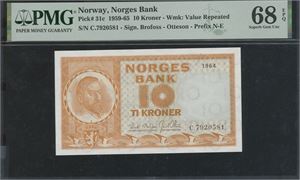 10 kroner 1964 C.7920581 PMG 68 EPQ