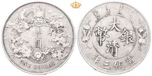 Hsuan-T´ung dollar år 3 (=1911). Chopmarks