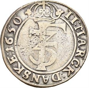 FREDERIK III 1648-1670, CHRISTIANIA, 2 mark 1650. S.25