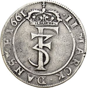 FREDERIK III 1648-1670, CHRISTIANIA, 2 mark 1661. S.40