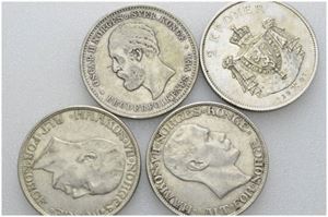 Lot 4 stk. 2 kroner 1902, 1907, 1916 og 1917