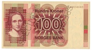 100 kroner 1977. QA0038685. RRR.