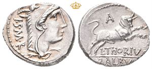 L. Thorius Balbus. 105 BC. AR denarius (3,77 g)