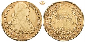 Colombia. Carl IV, 8 escudos 1801. Popayan
