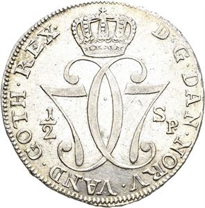 CHRISTIAN VII 1766-1808 1/2 speciedaler 1776. S.6