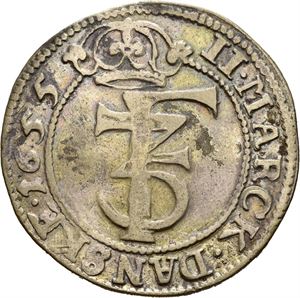 FREDERIK III 1648-1670, CHRISTIANIA, 2 mark 1655. S.38