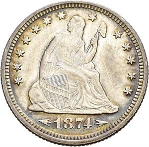 1/4 dollar 1874