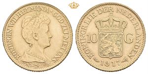 Wilhelmina, 10 gulden 1917