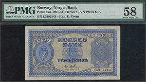 5 kroner 1952. I.5292243.