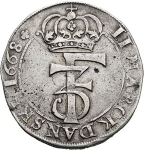 FREDERIK III 1648-1670. 2 mark 1668. S.62