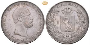 Carl XV (1859 - 1872) 1 speciedaler 1861 Ex OMG 32 obj 641.  Kantskade.