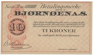 10 kroner 1923/24. Blankett/remainder