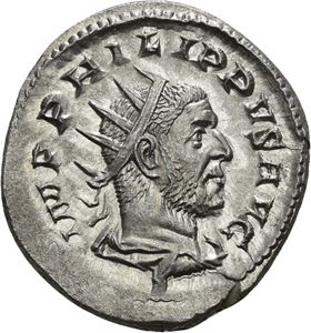 PHILIP I 244-249, antoninian, Roma 248 e.Kr. R: Hjort mot høyre