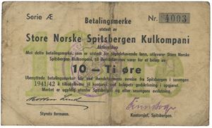 10 øre 1941/42. Serie Æ. Nr. 4003.