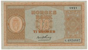 10 kroner 1951. S.4924887