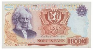 1000 kroner 1986. D.4602151