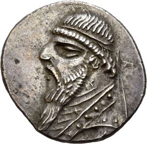 KINGS of PARTHIA. Mithradates II (121-91 BC). AR drachm (4,24 g). Rhagai mint. Struck circa 109-96/5 BC. Diademed and draped bust of Mithradates II to left / Archer (Arsakes I) seated right on throne, holding bow. Wonderful old cabinet toning.