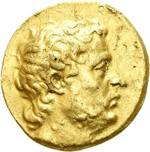 TI. QUINCTIUS FLAMININUS, ca. 196 f.Kr., stater, Chalkis (?). (8,45 g). Hode Av Titus Quinctius Flamininus mot høyre/Nike stående mot venstre