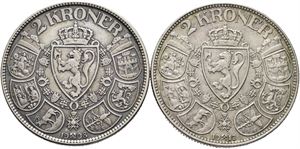 2 kroner 1908 og 1917