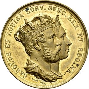 Carl XV. Universitetets minnemedalje til kroningen i 1860. Schnitzpahn. Tambak. 41mm