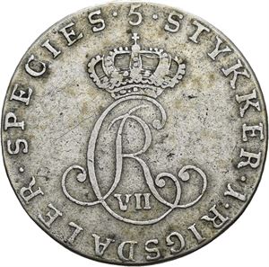 CHRISTIAN VII 1766-1808. KONGSBERG. 1/5 speciedaler 1797. S.9