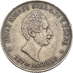 OSCAR I 1844-1859, KONGSBERG. Speciedaler 1856. Små kantskader/minor edge nicks
