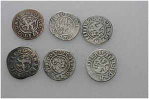 Lot 6 stk. 2 skilling 1648, 1654, 1664, 1667, 1668 og 1669