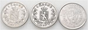 Lot 3 stk. 1 krone 1889, 1897 og 1914