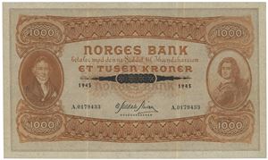 1000 kroner 1945 A 0179433.