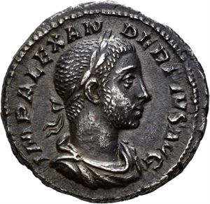 Severus Alexander 222-235, denarius, Roma 231 e.Kr. R: Mars stående mot venstre