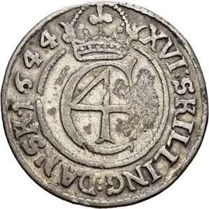 CHRISTIAN IV 1588-1648. 1 mark 1644. S.82 var.