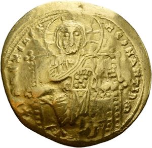 Constantin X Ducas 1059-1072, histamenon nomisma, Constantinople. (2,65 g). Kristus på trone/Constantin stående. Klippet/clipped
