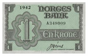 Norway. 1 krone 1942. A348009