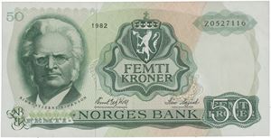 50 kroner 1982. Z0527116. Erstatningsseddel/replacement note.