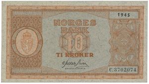 10 kroner 1945. C.3702074.
