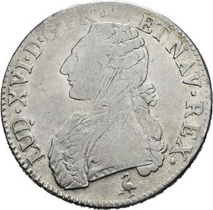 Ludvig XVI, ecu 1784 A. Justermerker/adjustment marks