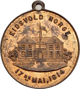 1914. Norsk og amerikansk flagg. Bronse