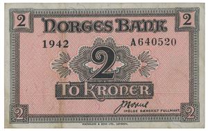 2 kroner 1942. A640520.