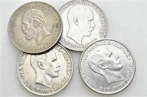 Lot 4 stk. 2 kroner 1904, 1915, 1916 og 1917
