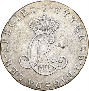 CHRISTIAN VII 1766-1808, KONGSBERG. 1/5 speciedaler 1798. S.5