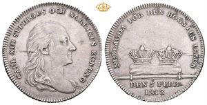 Kastmynt til Karl XIII`s begravelse, 1/3 riksdaler 1818