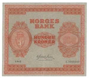 100 kroner 1945. A5669343
