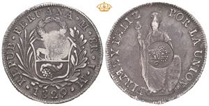 8 reales u.år/n.d. (1832-34) opprinnelsesmynt 1829