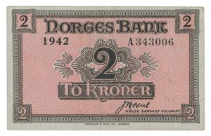2 kroner 1942. A343006