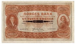 1000 kroner 1945. A0207271.