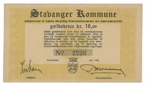 Stavanger Kommune, 10 kroner mai 1940. No.2236