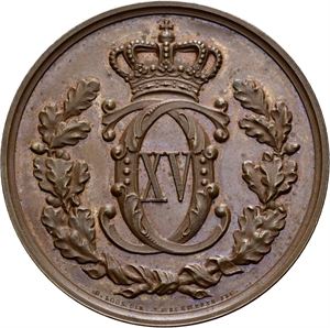 Carl XV, Den norske håndverk- og industriforening i Christiania 1871. Belønningsmedalje. Weckwerth. Bronse. 41 mm