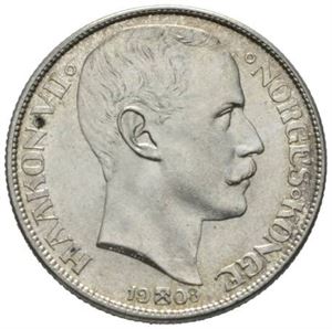 1 krone 1908, myntmerke på plate