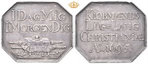 Christiania Liig-Laug 1695. Ukjent medaljør. Sølv. 41x35 mm. RRR.