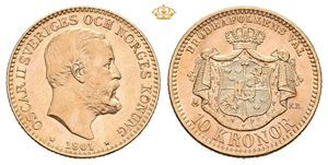 Oskar II, 10 kronor 1901
